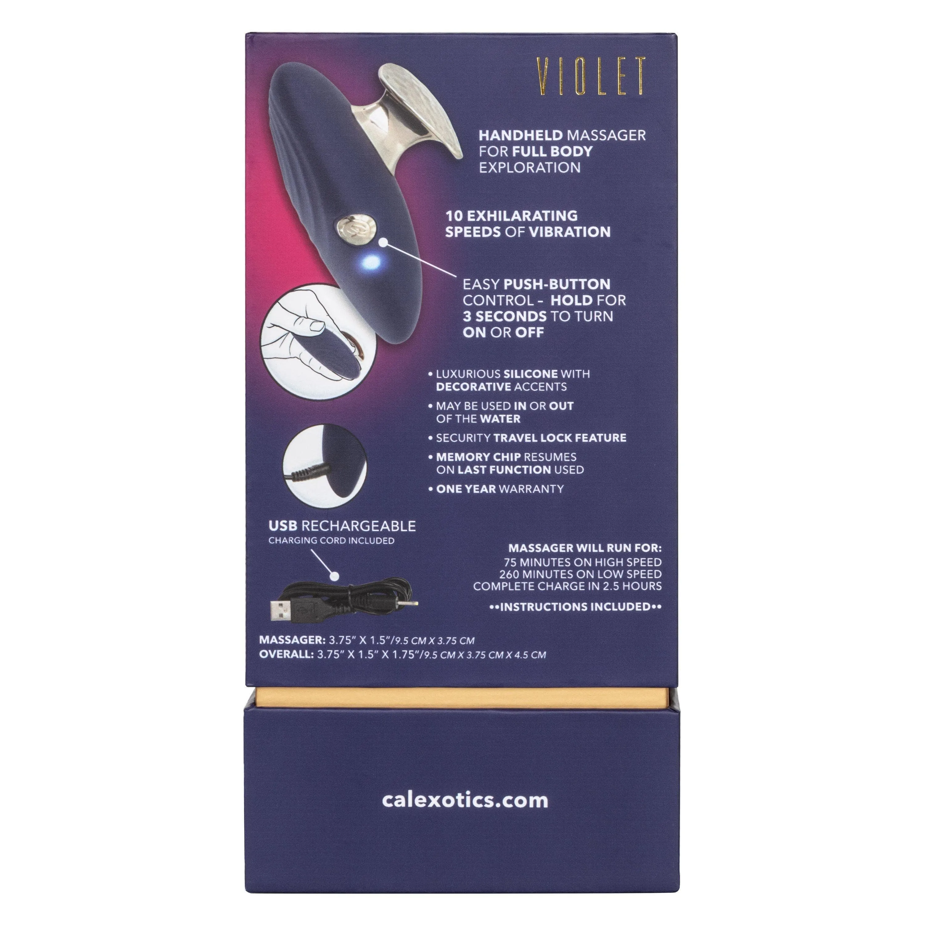 Chic Violet Silicone Rechargeable Hand Held Palm Massager