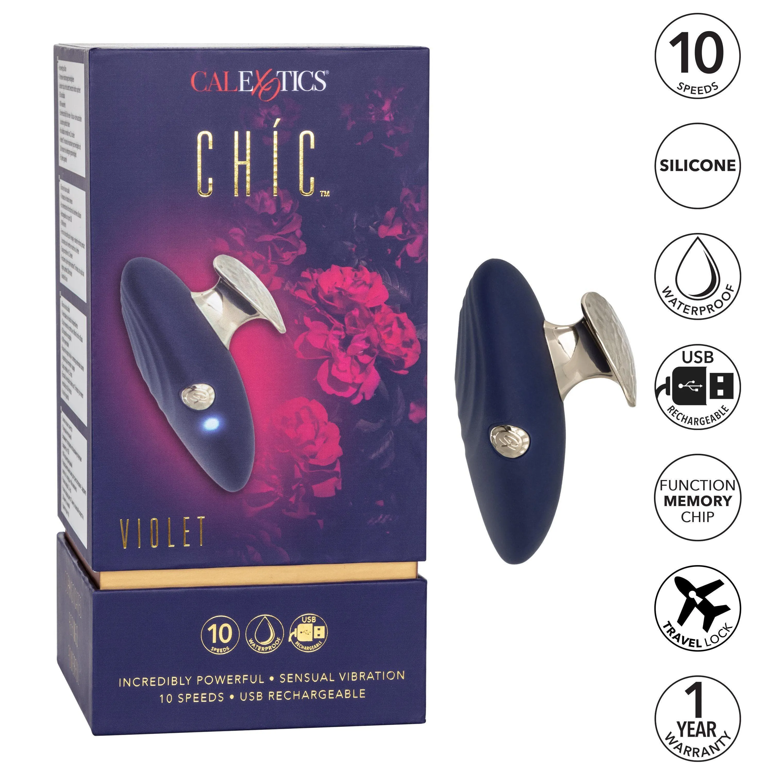 Chic Violet Silicone Rechargeable Hand Held Palm Massager