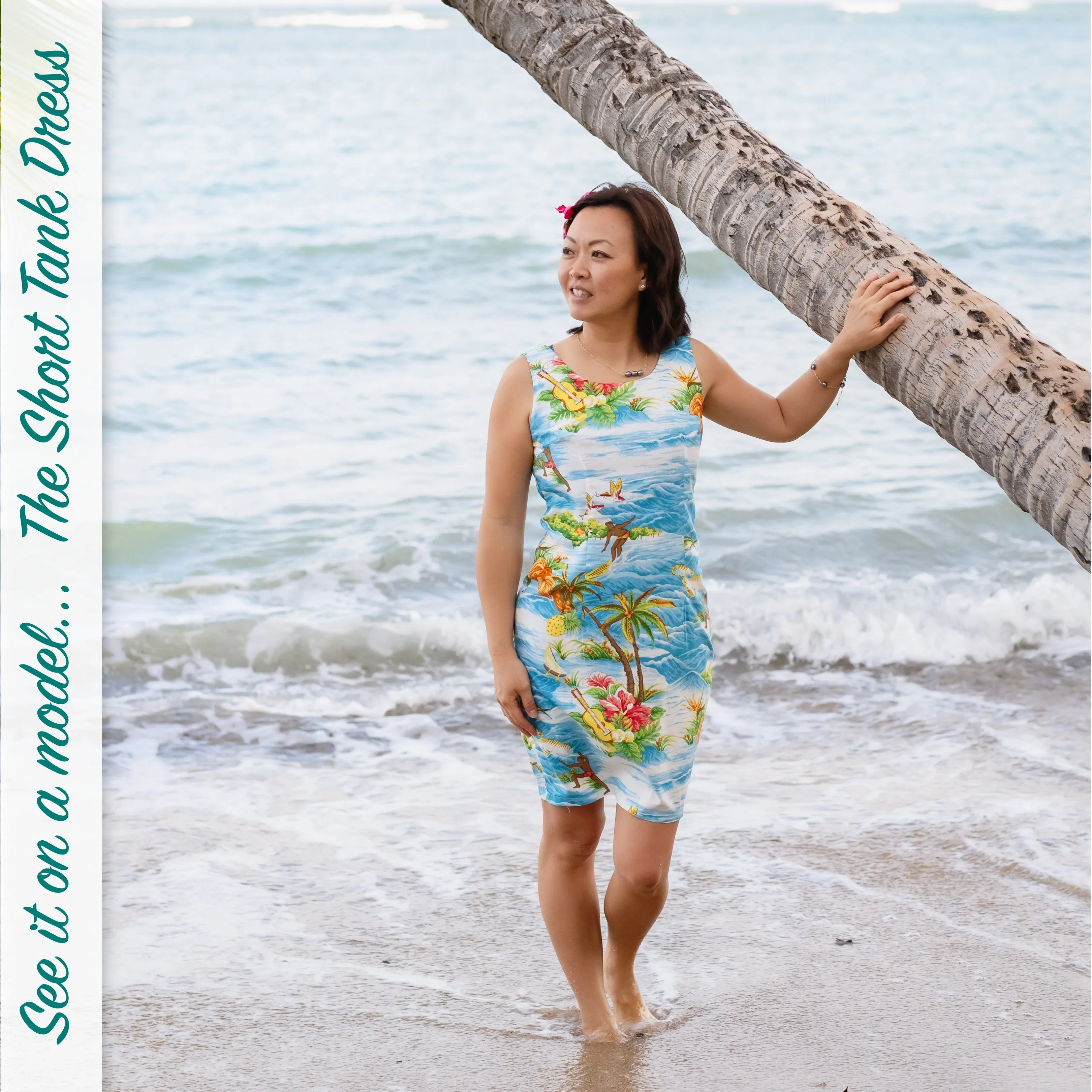 Hibiscus Joy Pink Short Hawaiian Tank Dress