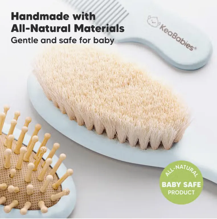 KeaBabies Wooden Hair Brush and Comb Set (Frost)