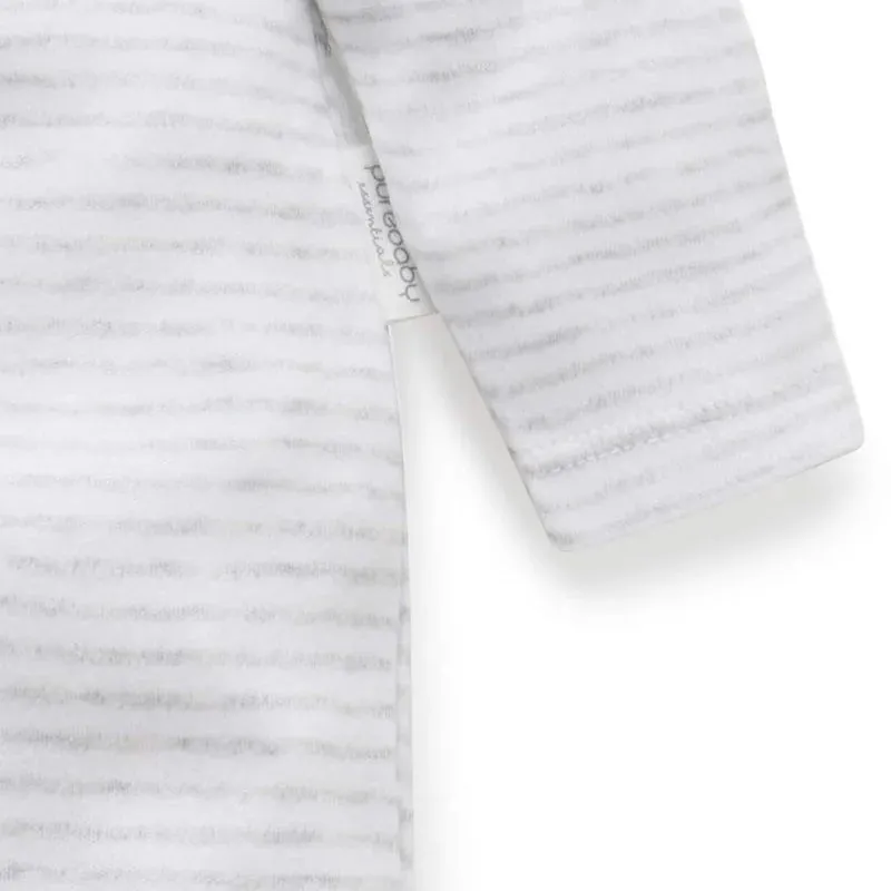 Purebaby Organic Zip Growsuit - Pale Grey Stripe
