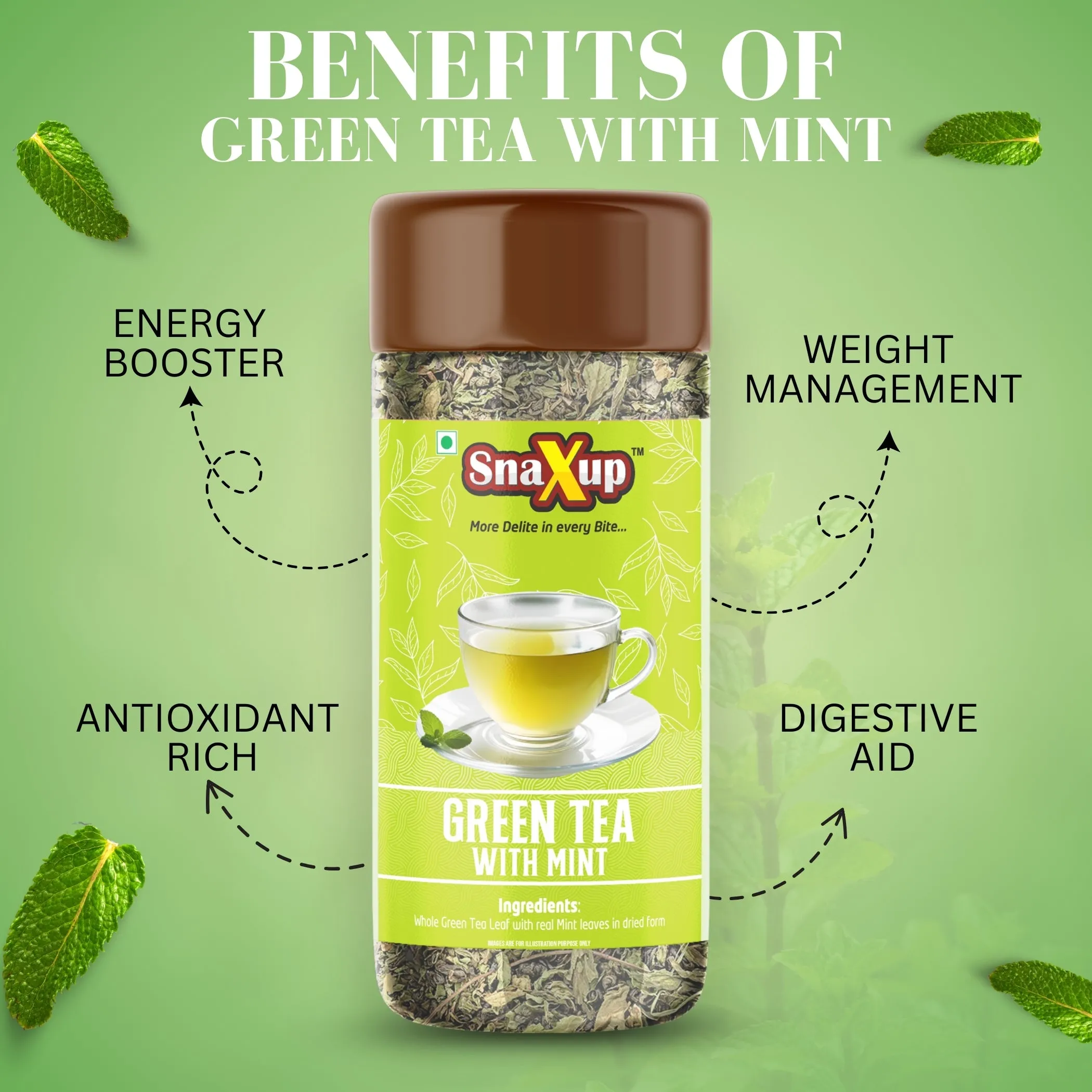 Snaxup Green Tea With Mint Tea