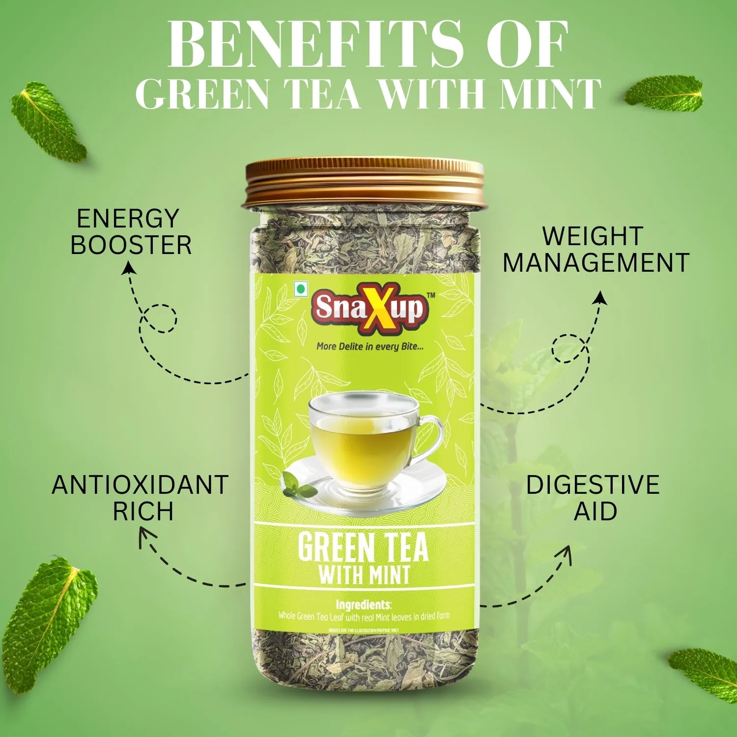 Snaxup Green Tea With Mint Tea