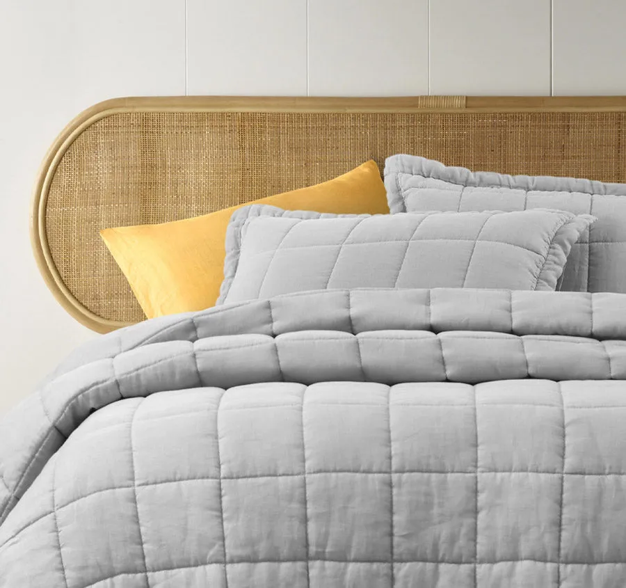 Stonewashed French Linen Coverlet Set Range Dove Grey